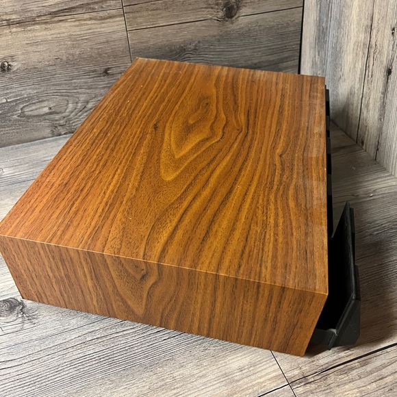 Vintage Cassette Tape Organizer Storage Box Faux Wood 3 Drawer Holds 42 Tapes - Picture 3 of 6